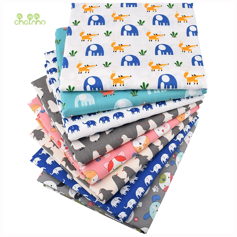 Chainho, 8 шт./партия, милые Мультяшные картинки, печатная твиловая, хлопковая ткань, Лоскутная Ткань, DIY шитье и материал для стеганых изделий для малышей и детей