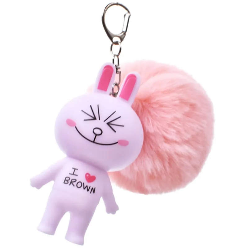 

Cartoon White Bear Keychain Pompom Avengers Key Chain Jewelry Fur Ball Key Chain Fluffy Pom Pom Keyring Women Car Bag Key Ring