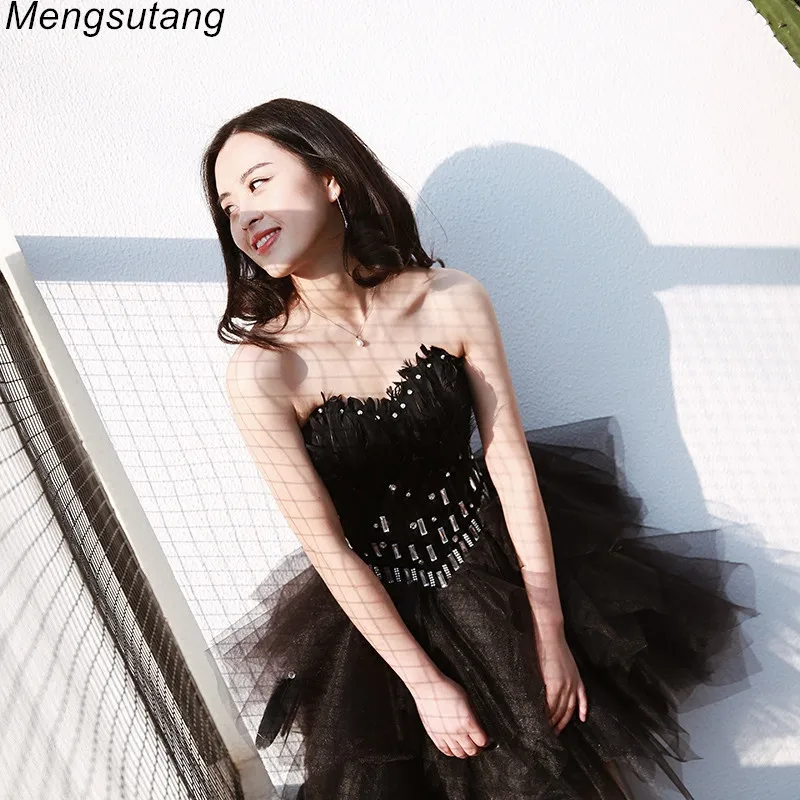 

Robe de soiree Sexy Black Ball Gown Princess Strapless evening dresses Prom Gowns vestido de festa short bouquet Prom Dresses