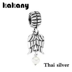 KAKANY 100% Серебро 925 пробы Ангел хранитель, подвеска из белого жемчуга Шарм оригинальный Женская коллекция ювелирных изделий ограниченный