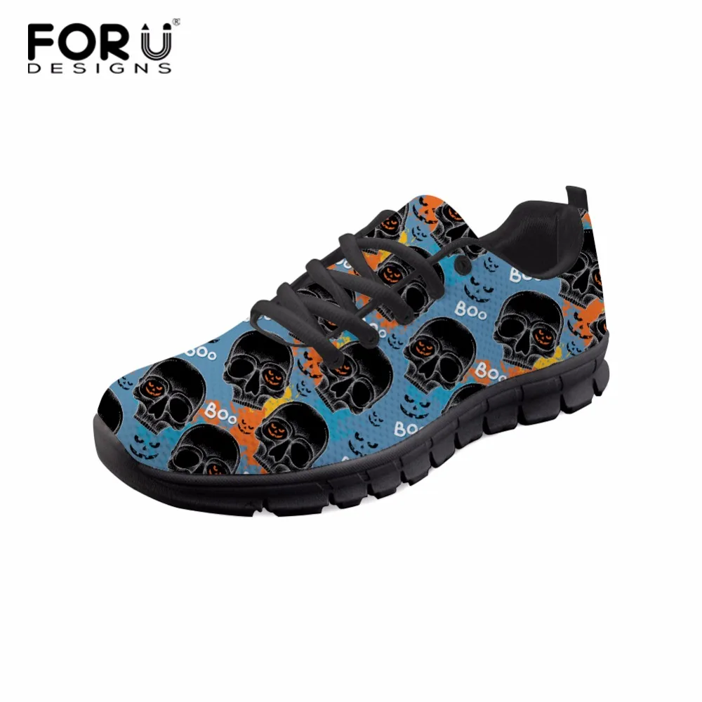 

FORUDESIGNS Shoes Woman Cool Skull Print Casual Women Sneakers Flats Comfortable Mesh Ladies Shoes Lightweight Zapatos Mujer