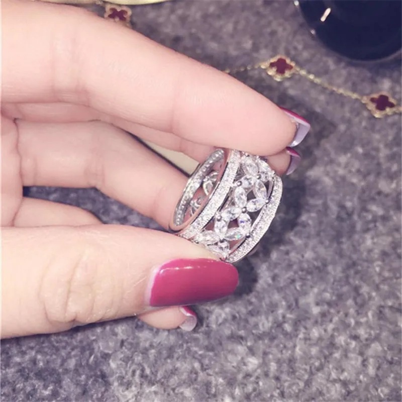 

Brand Female Promise ring AAAAA Sona Cz 925 sterling silver Forever love Engagement wedding band rings for women Finger Jewelry