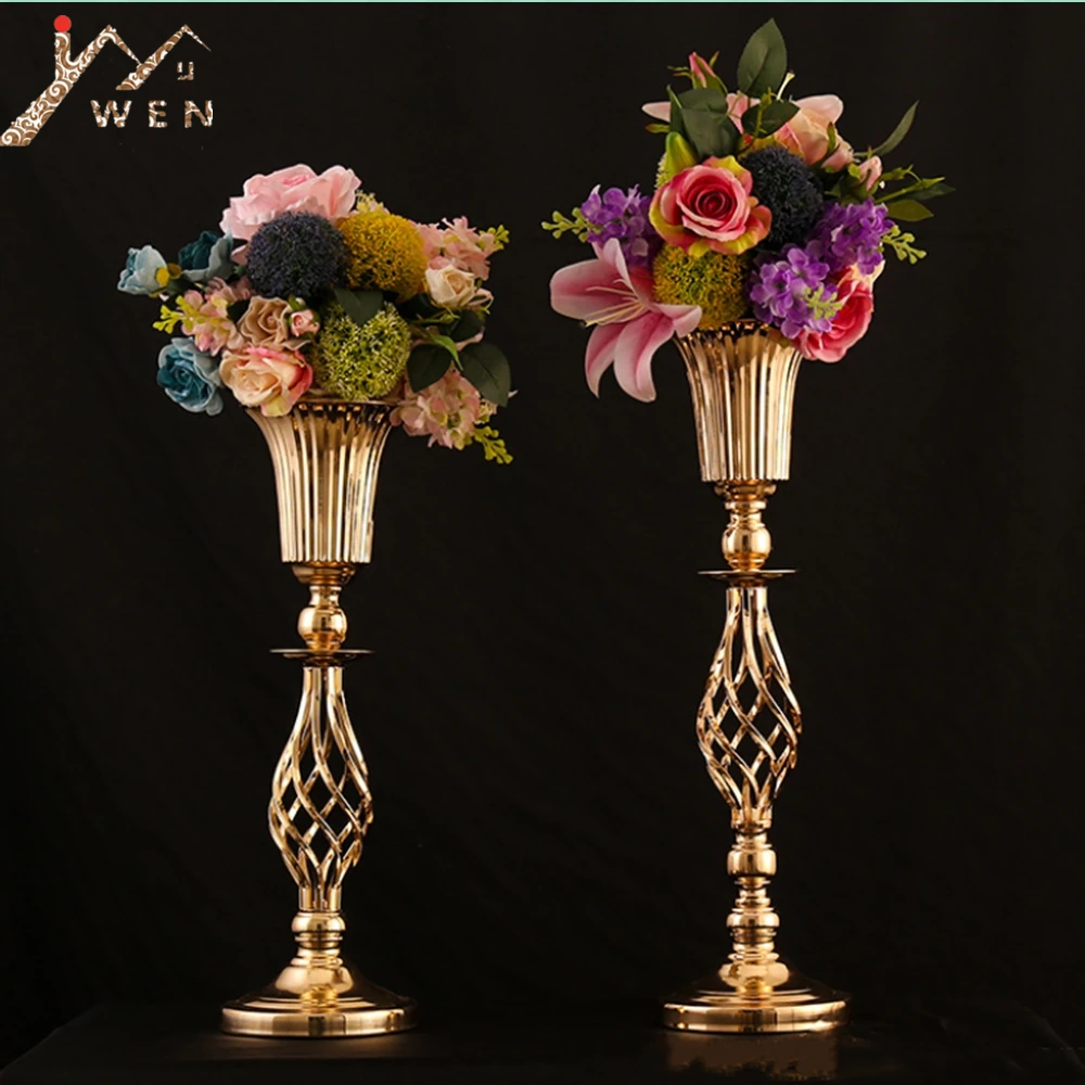 Metal Flower Vase Hollow Flower Road Lead Wedding Tabletop Centerpiece