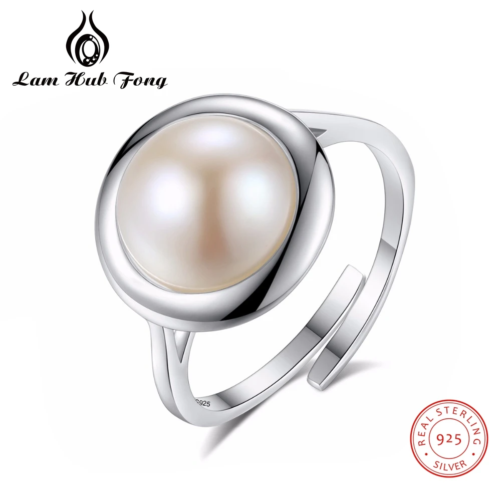 Pure 925 Sterling Silver Jewelry Freshwate Pearl Rings for Women Elegant Round Natural Adjustable Wholesale Gift Wedding | Украшения и