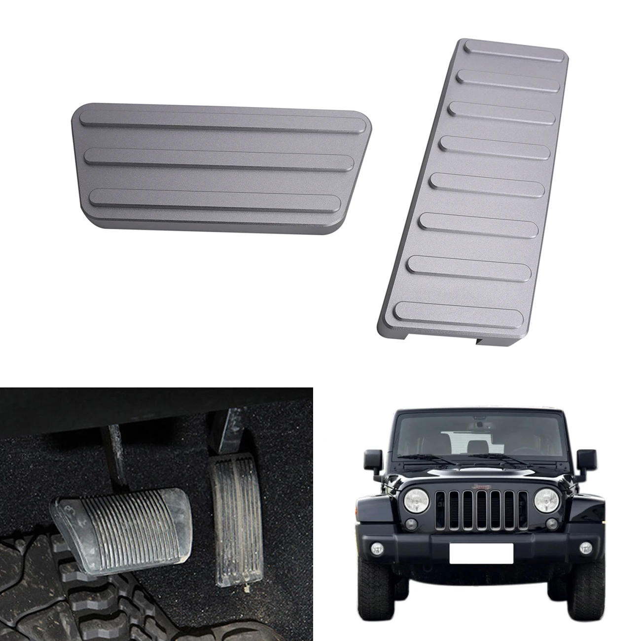 

2x Aluminum Alloy Accelerator Gas Brake Pedal Kit For Jeep Wrangler JK Rubicon Sahara Sport 2007-2016 Left-Hand Drive #CE034