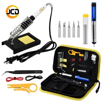 

JCDsolder 60w 220v Adjustable Temperature Soldering Iron Kit yellow set +5 Tips+Desoldering Pump+Soldering Iron Stand