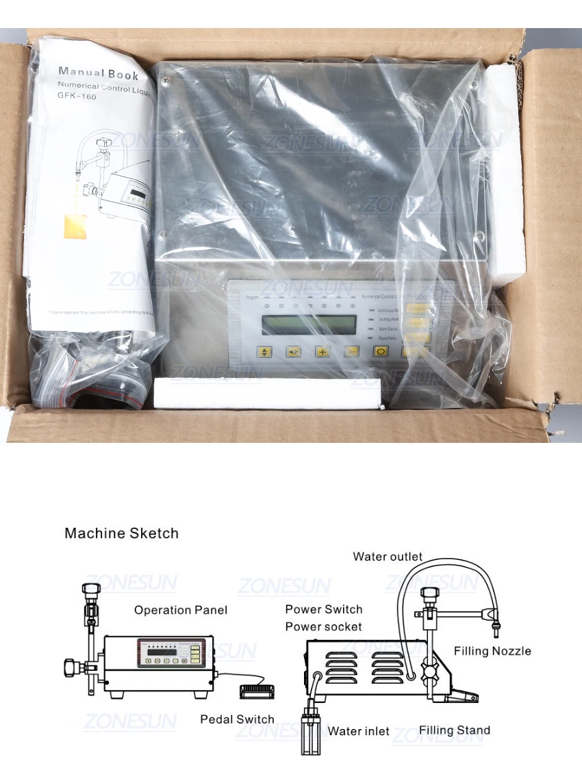 ZONESUN GFK-160 5-3500 мл автоматическая разливочная машина высокая эффективность цифровой контроль насос напиток вода разливочная машина