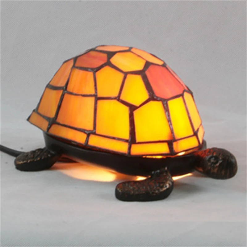 

Retro Tortoise Table Lamp , Bedroom Bedside Desk Lamp Stained Glass Turtle Night Light Creative Gift, 3 Color