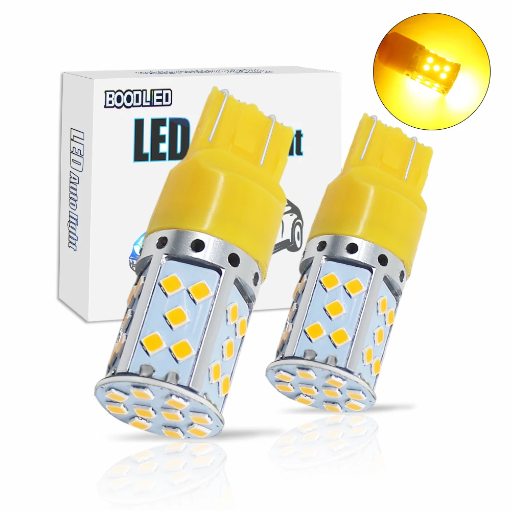 2 шт. T20 7443 35 SMD 3030 светодиодные лампы 20 Вт DC 12 В Желтый СВЕТОДИОДНЫЙ Автомобильный