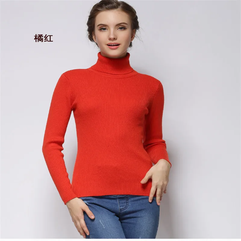 Anti-season clearance autumn and winter thick cashmere sweater female high collar Slim bottoming shirt pullover sweater 