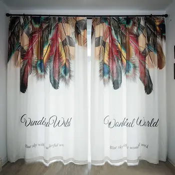 

luxury Scandinavian style kitchen curtains for windows tulle for children's curtains with feathers filament curtains for kitchen