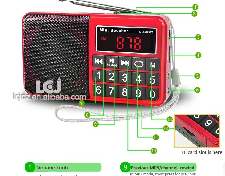 L-238SW Мини Портативный цифровой мульти полный диапазон fm am радио mw и sw приемник Поддержка MP3-плеер с tf карты и USB флэш-накопитель