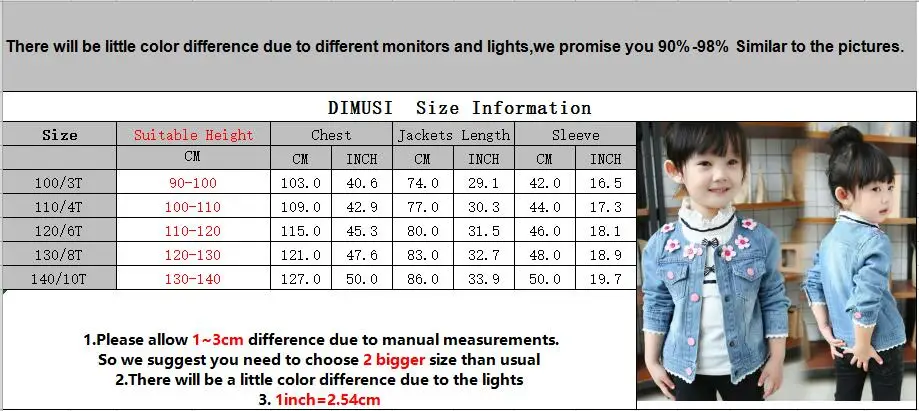DIMUSI/джинсовые куртки для девочек; джинсовые пальто с цветочной вышивкой для маленьких детей; модная детская верхняя одежда; ветровка; джинсовые куртки; одежда