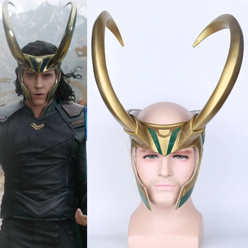 2017 Movie Thor 3 Ragnarok Loki Laufeyson PVC Cosplay Mask Helmet Halloween Props Party Fancy Dress Ball