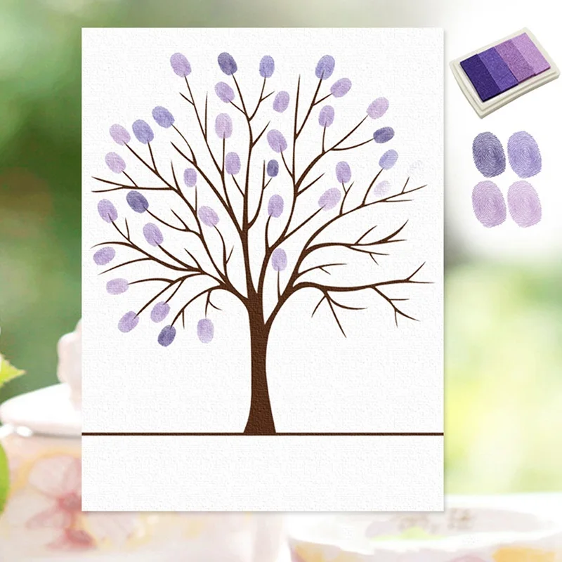 WHISM пригласительные на свадьбу книга для помолвки холст отпечатки пальцев Гостевая книга фотоальбом Персонализация «сделай сам» пальчиковая печать живопись - Цвет: Purple