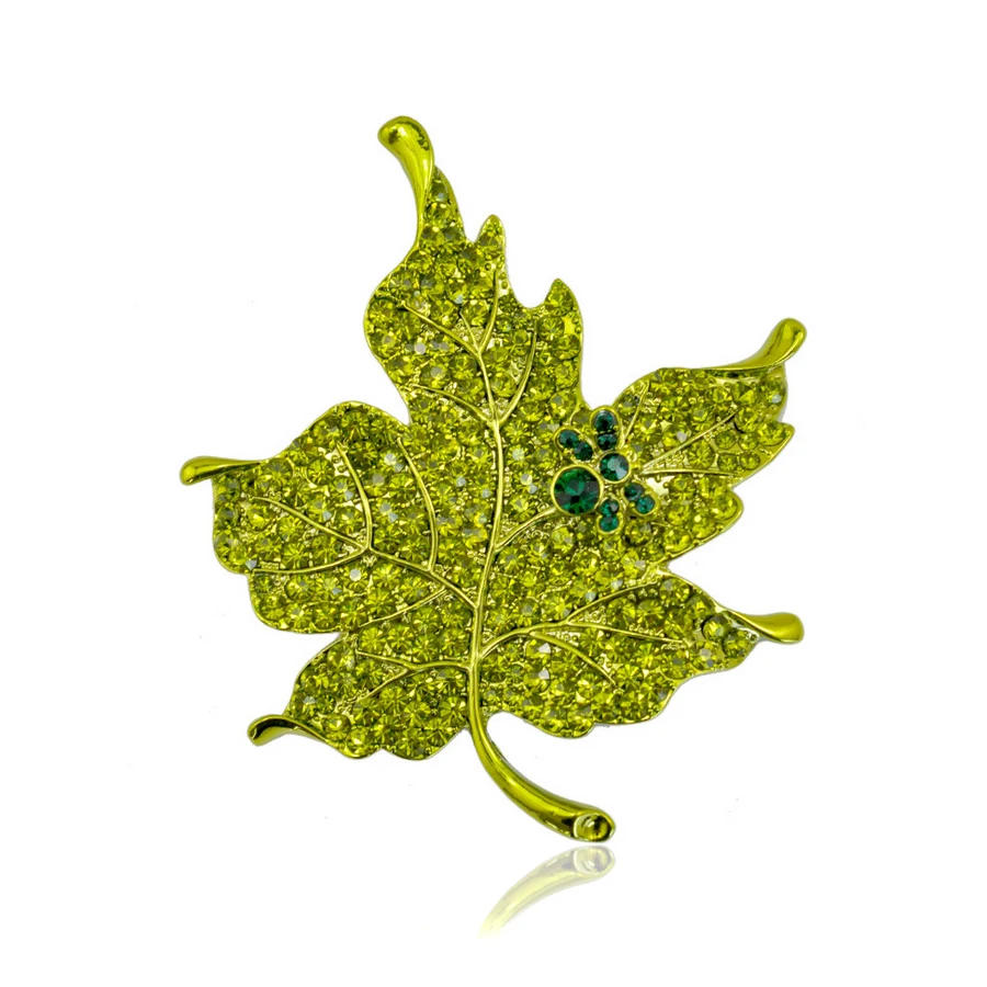New Fashion Multi Color Crystal Rhinestone Maple Leaf Brooch Pin Plant Costume font b Jewelry b