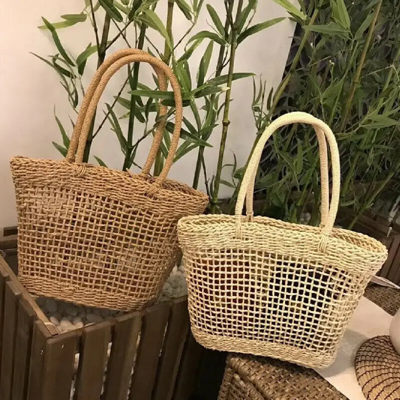 Женская плетеная Сумка из ротанга сумка тоут Пляжная Плетеная соломенная в стиле