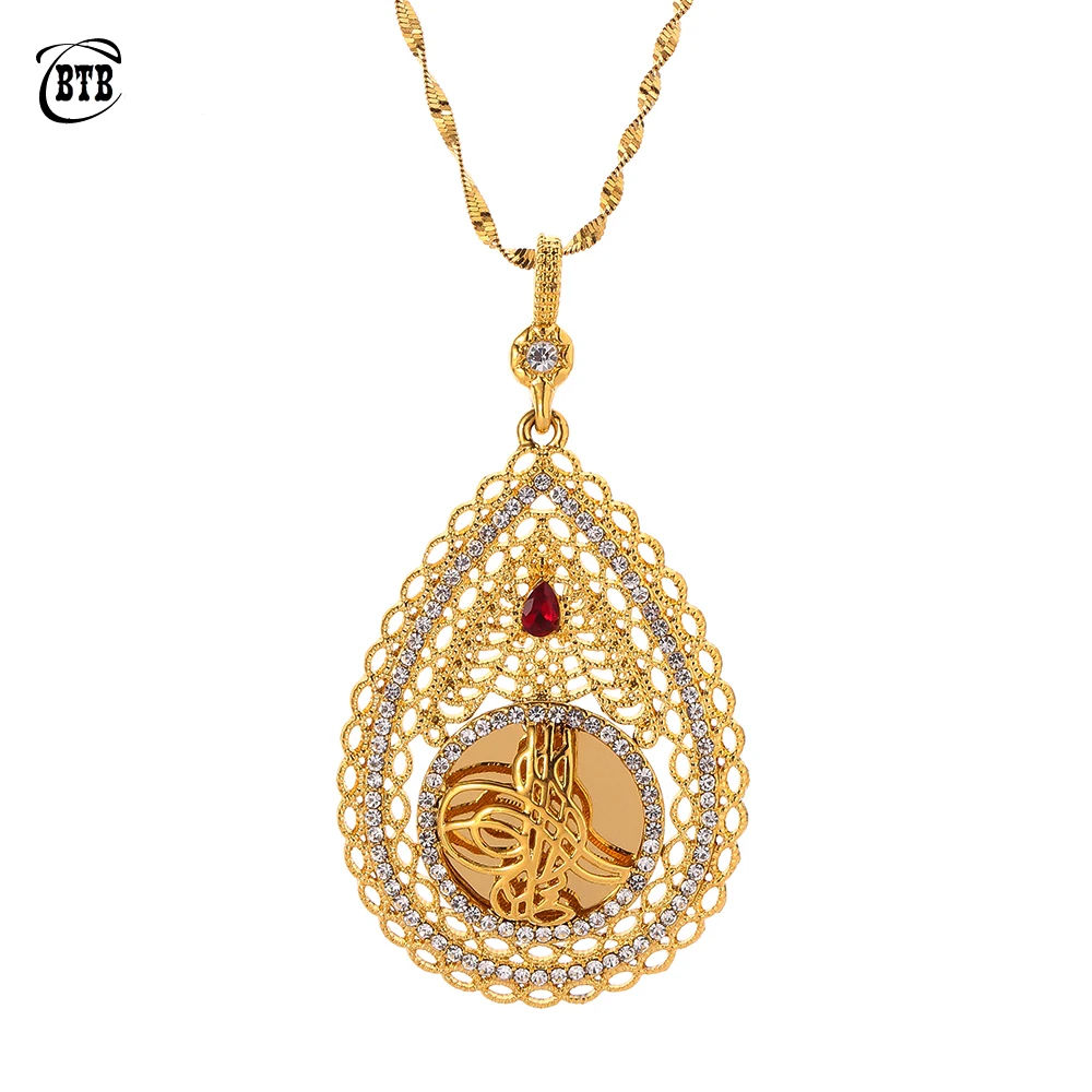 

Red Crystal Allah Pendant and Necklaces for Women Middle East Islam Muslims New Jewelry Arab Gifts Middle East Jewelry