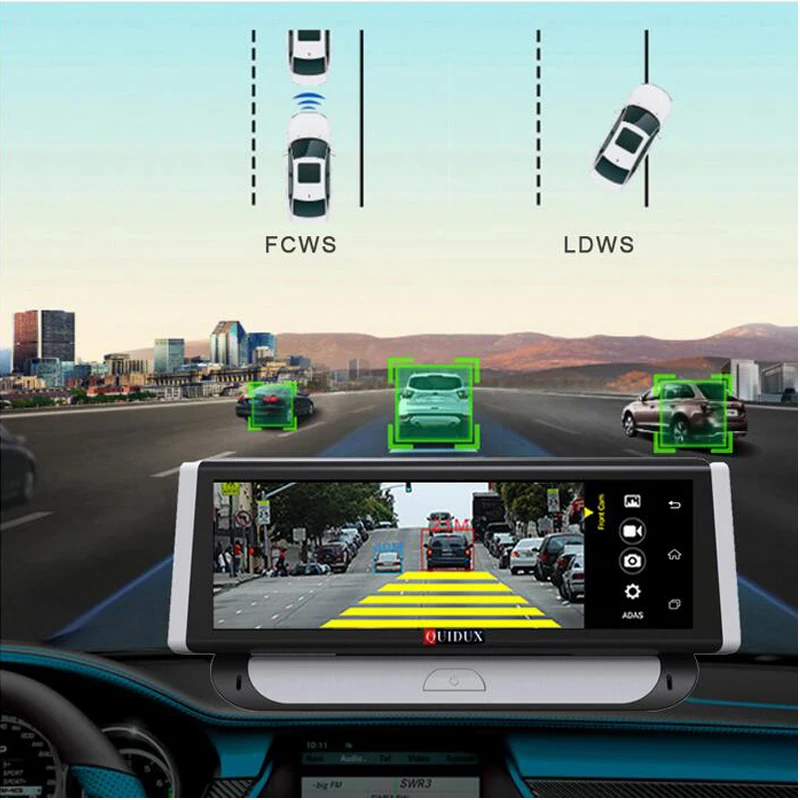 QUIDUX dvr камера автомобиля 4G ADAS P 1080 gps навигации 8 0 &quotips регистраторы Android 5 1