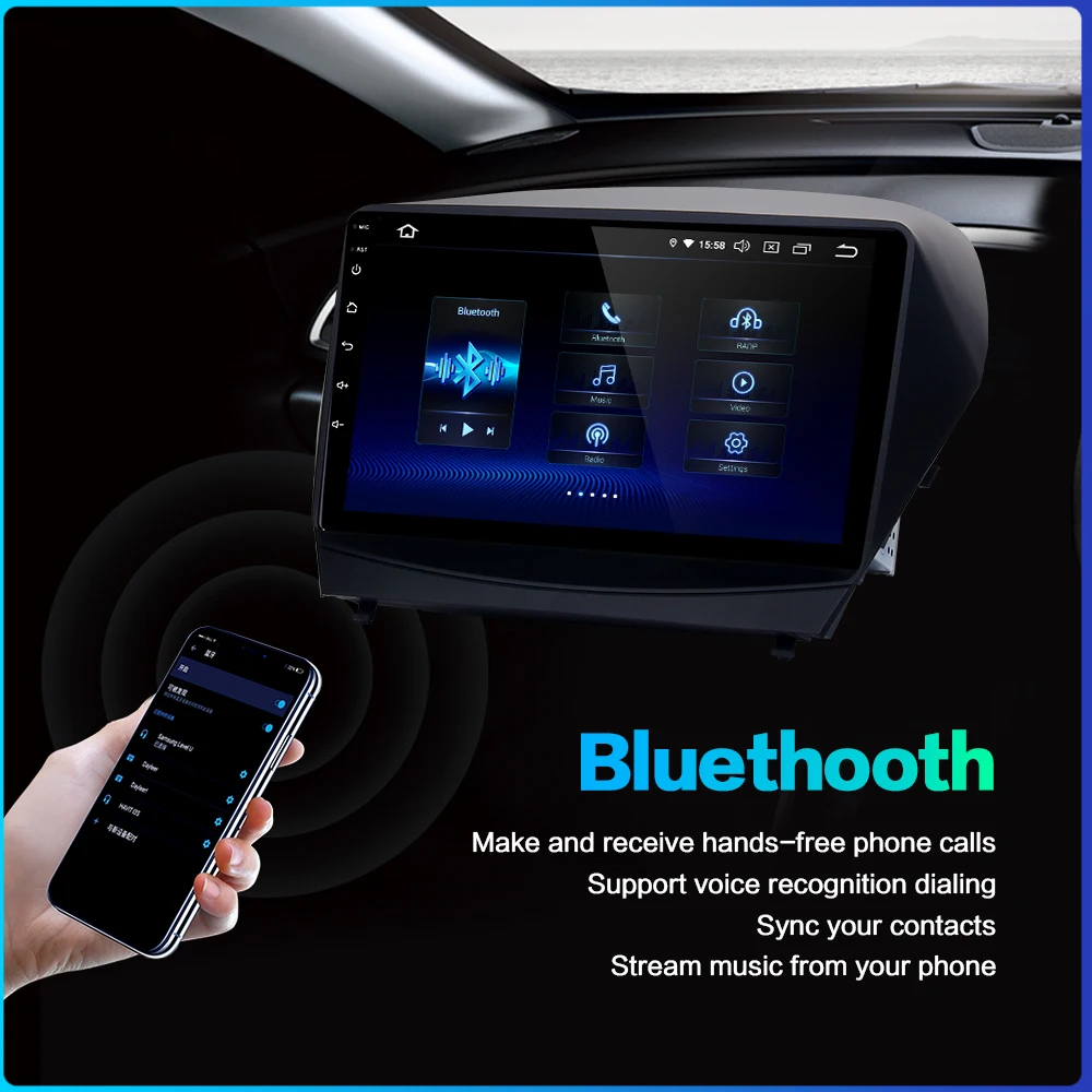 Excellent Dasaita 9" Display Car 1 Din Radio Android 9.0  for Hyundai IX35 2009-2015 USB 64G Ram 1080p Video 3