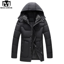 MIACAWOR, новинка, теплые парки, мужские зимние куртки с капюшоном, повседневная мужская хлопковая стеганая куртка, ветрозащитное пальто, мужская одежда J541