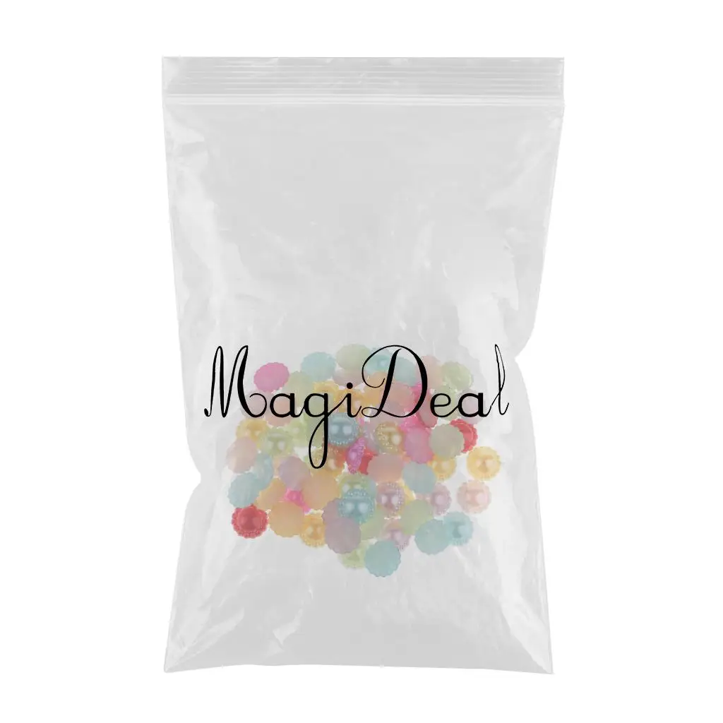 100x ABS Pearl Sunflower Resin Flatback Charms Beads Embellishment for DIY Craft Card Making Phone Case Decoration 13mm