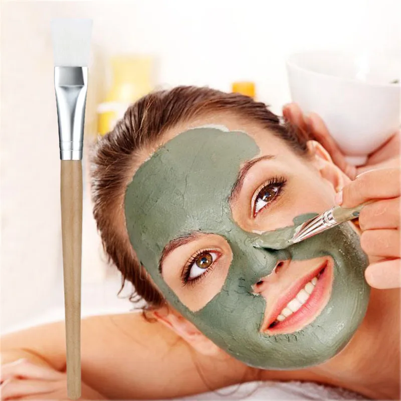 

2.5*18.5cm Wooden Handle Facial Face Mud Mask Mixing Brushes Profissional Silica Makeup Brushes Brochas Maquillaje