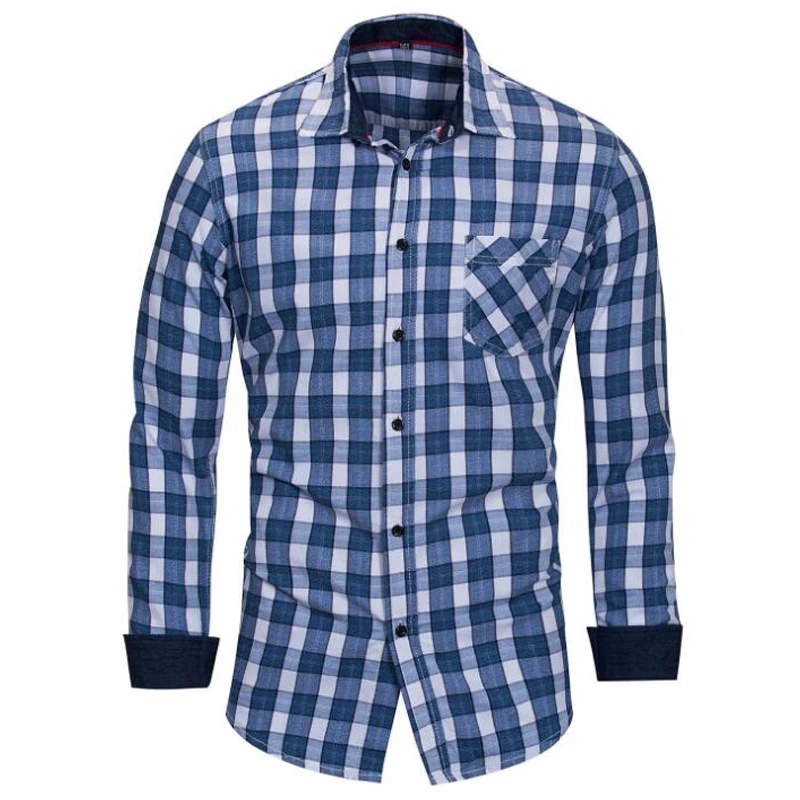 Men's shirts Spring Autumn Long Sleeve High Quality Cotton Shirt Men Business casual Brand plaid shirt camisa masculina 