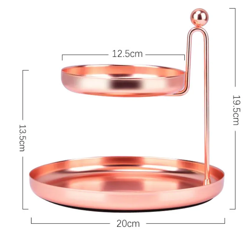 Двухслойный лоток для хранения косметических украшений, настольный отделочный лоток, туалетный столик, золотой лоток для хранения, полки - Цвет: RoseGold