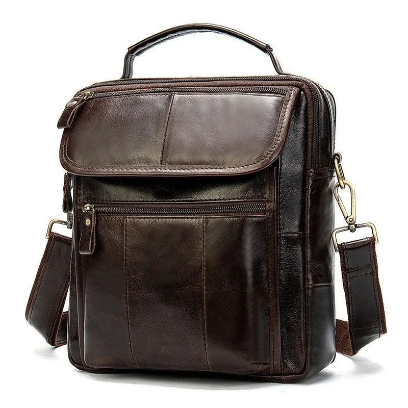 

New Cowhide Genuine Leather Messenger Bag Small Handbags Men Shoulder Bags Business Crossbody Male Famous Sling Sac