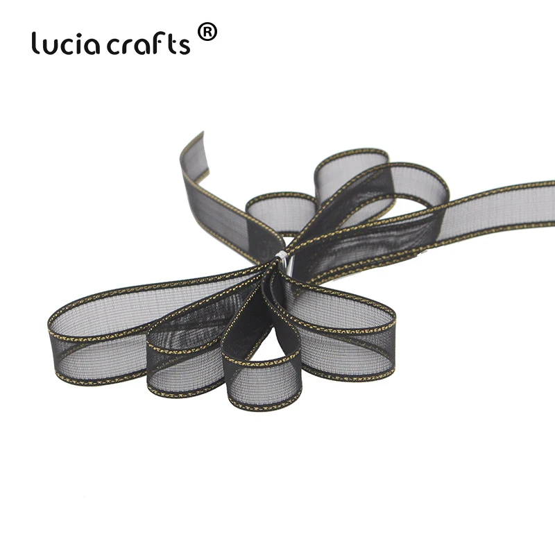 Lucia crafts 5 ярдов/10 ярдов 15 мм ленты из органзы для свадебного домашнего декора DIY Швейные упаковочные материалы аксессуары P0101