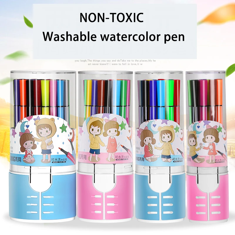 

Non-toxic Washable Watercolor Pens 12 18 24 36 Colors Ruixiang SC12-SC36 Art Marker Pen for Children Student Art Supplies
