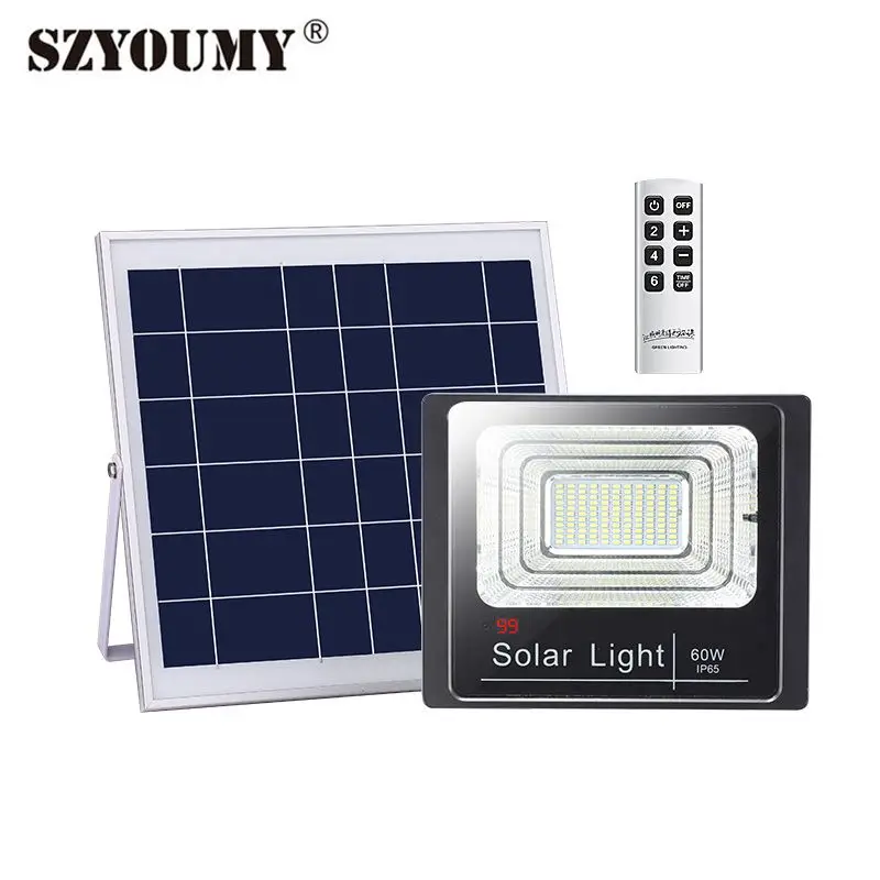 

SZYOUMY 25w 40w 60w 100w led solar floodlight with remote control light sensor outdoor flood light