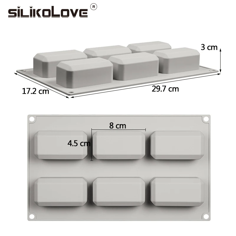 Многоразовые формы для мыла SILIKOLOVE 6 ячеек силиконовая форма Прямоугольная ручной