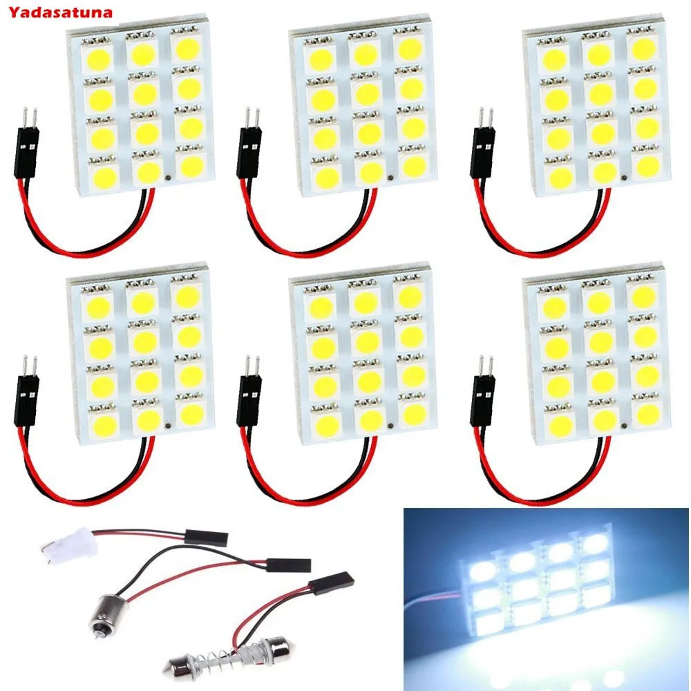6 Pezzi Placa 12 Led Smd Siluro Pingo 69 T10 Siluro 5W 12V Cortesia Luz
