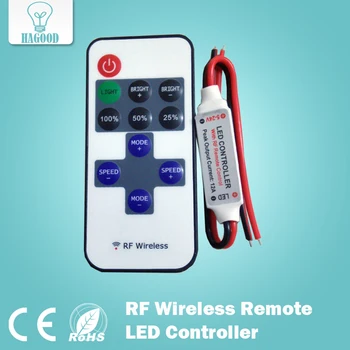 

1pce 8 dynamic effects 12A DC12V-24V RF Wireless Remote LED Controller Dimmer Controllers for LED strip