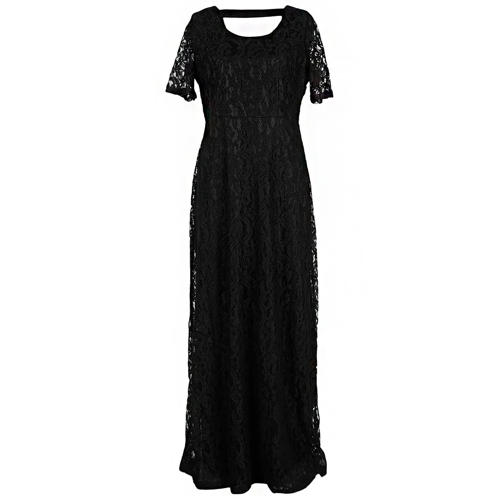 Летние платья макси размера плюс XL-9XL, женское элегантное тонкое кружевное платье с коротким рукавом и круглым вырезом, вечернее платье для женщин