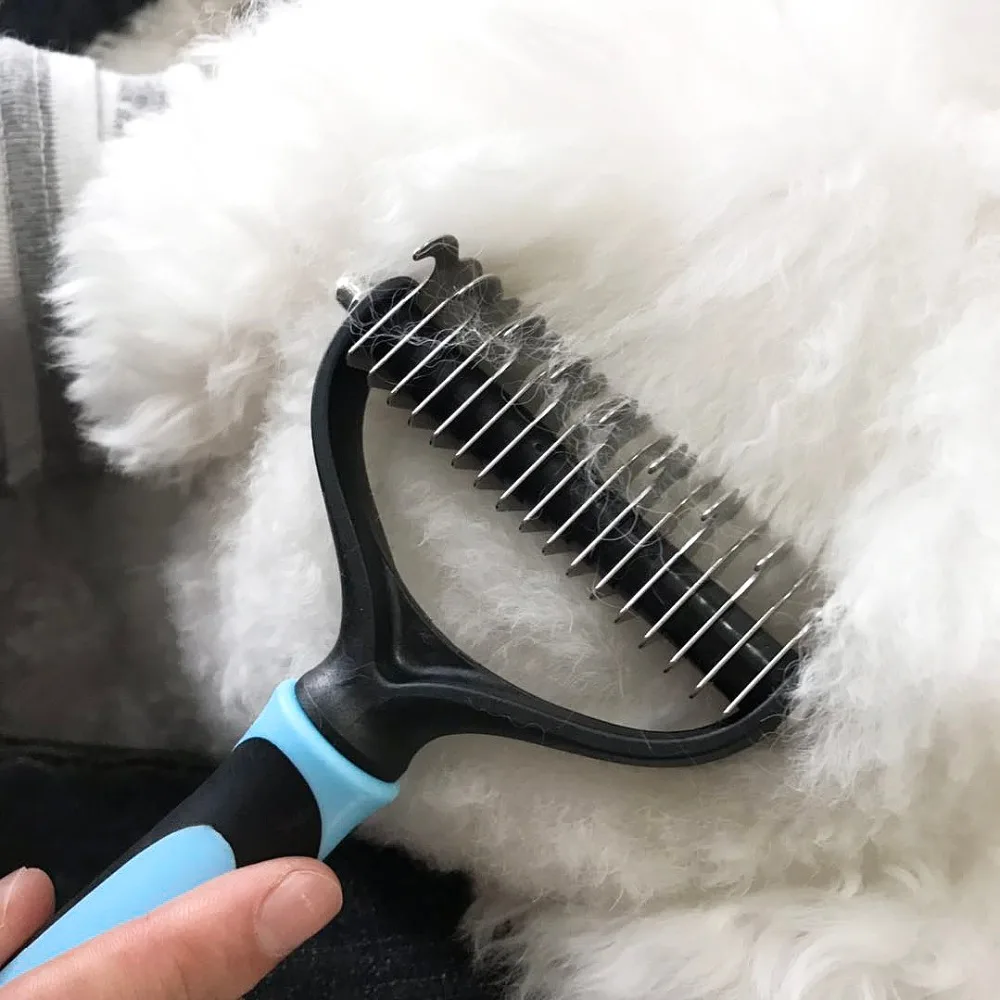 

DELE Pet Grooming Comb - Safe Dematting Tool with 2 Sided Undercoat Rake, Designed for Medium and Long Haired Cats Dogs