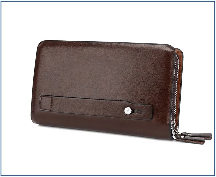 carteira de luxo com zíper bolsa de couro para homens de carteira longa de marca de bolsa clutch masculina