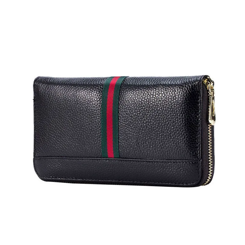 Genuine Leather Wallet Female Cow Leather Purse Luxury Brand Women Wallets Black Ladies Leather