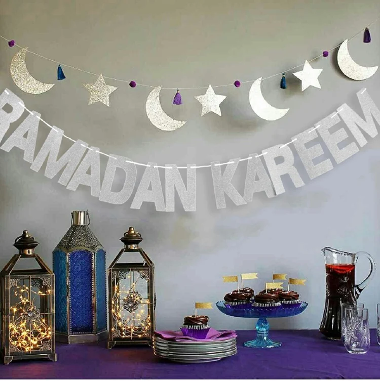 Счастливый Рамадан Скатерти и Ид Мубарак баннеры-Декорации для вечеринки домашний Ислам украшения на Рамадан крышка воздушные шары Eid Mubarak