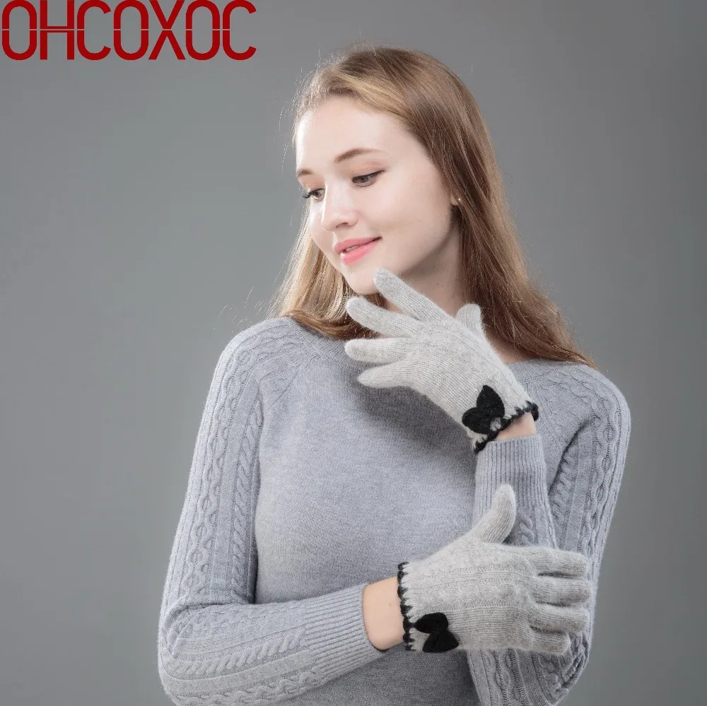 women girl new beauty gloves bowknot design wool wrist glove soft good quality adult woman