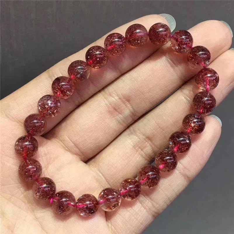 8,1 мм натуральный Lepidocrocite кварцевый красный супер 7 Кристальный браслет женский мужской круглый бисер подарок стрейч счастливый драгоценный камень ювелирные изделия AAAAA