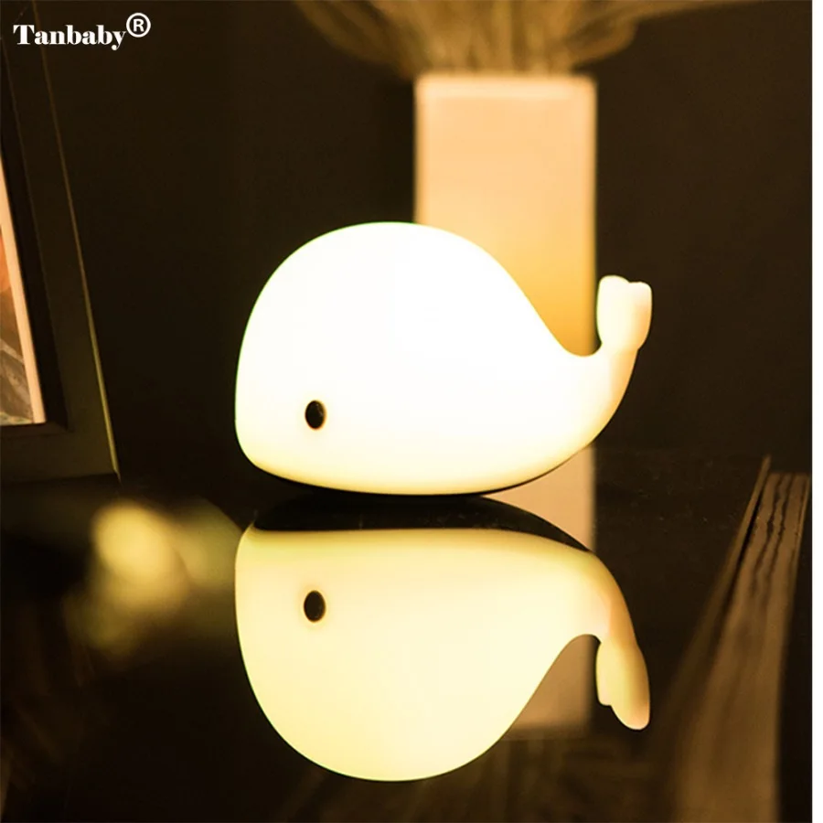 

Tanbaby Cute dolphin Tap Control USB Rechargeable Battery Colorful Night light Table Lamp for Bedroom Children Kids