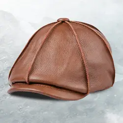 Мужская женская шляпа из натуральной кожи из воловьей кожи восьмиугольная кепка среднего возраста Молодежные женские Теплые повседневные