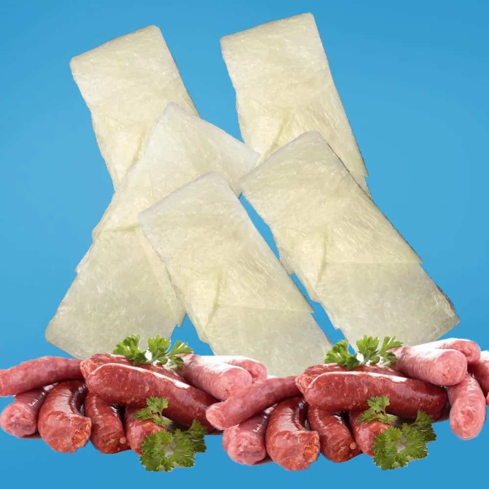 5PC Tubular 3.8*100cm Hot Dog Casing for Sausages Meat Poultry Tools