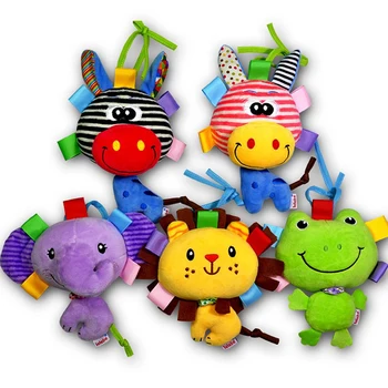 

Christmas Soft Teether Animal Lion Elephant Hanging Toys Plush Crib Bed Car Hanging Hand Rattles Baby Toys Girl Boy Gift Toys