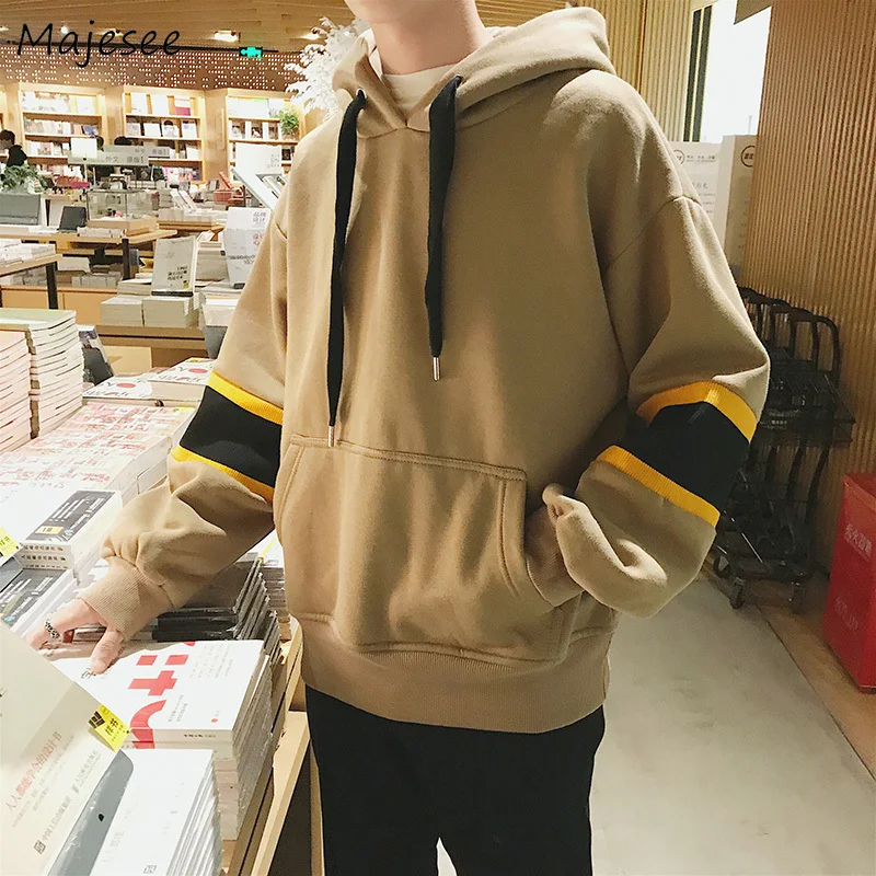 

Hoodies Men Plus Velvet Hooded Printed Leisure Simple All-match Sweatshirts Mens Korean Style Trendy Students Chic Pullovers