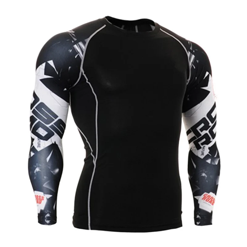 

T-shirt Man Gym Jogging suit Autumn Winter Sports Thermal Shirt rashgard male 3D wolf head Crossfit T-shirt Compression Shirt