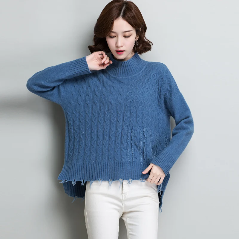 ^*Best Offers XL Brand Women Wool-blend Thicken Sweater 2019 Autumn Winter New Solid Color Tassel Knit Sweater Irregular Casual Wild Pullover ^*Best Offers XL Brand Women Wool-blend Thicken Sweater 2019 Autumn Winter New Solid Color Tassel Knit Sweater Irregular Casual Wild Pullover